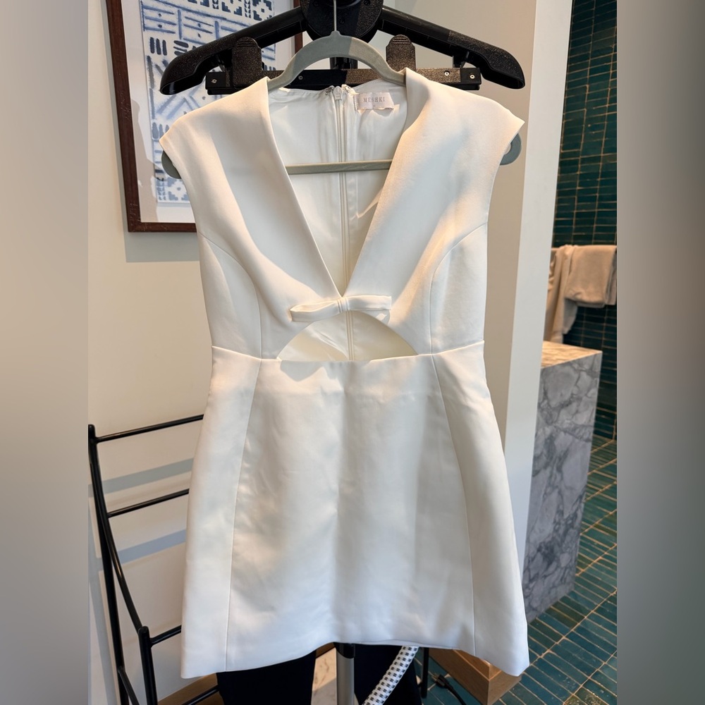 Meshki Victoria Cut Out Suiting Mini Dress Ivory